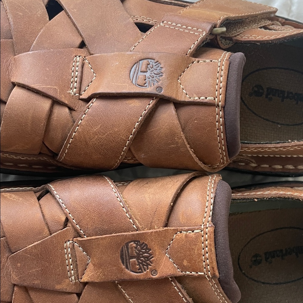 Timberland Men's Tan Leather Sandals Size 8M - Picture 6 of 11